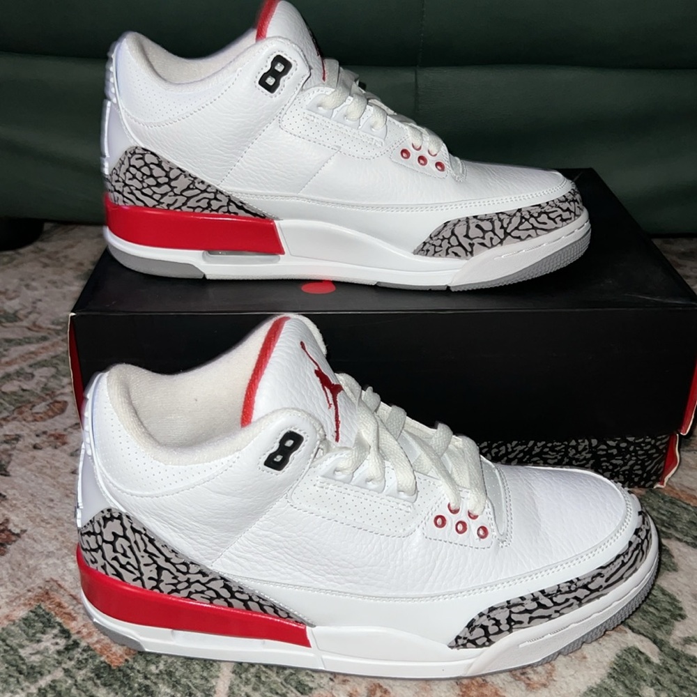 Jordan 3 Retro Hall of Fame, White/Fire Red-Cement/Gray/Black, Size: 8.5M